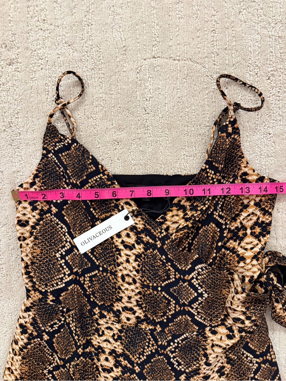 NWT Olivaceous Snake Print Wrap Mini Dress Side Tie S - Picture 11 of 12